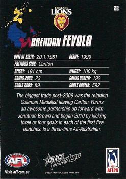 2010 Select AFL Prestige #22 Brendan Fevola Back